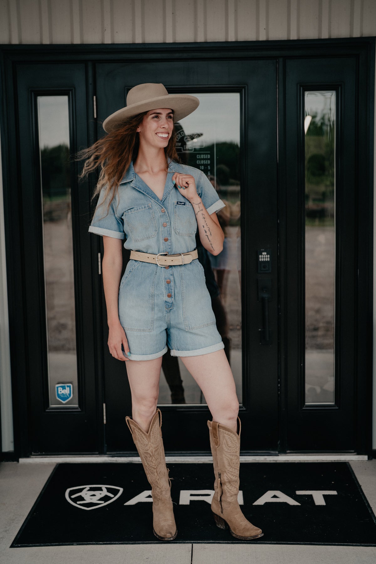 'Wrenley' Wrangler Denim Snap Romper (XS-XXL)