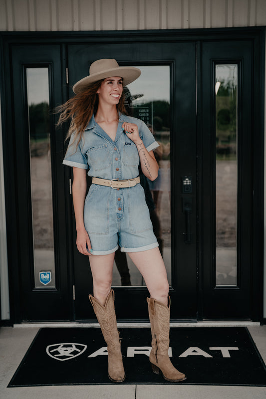 'Wrenley' Wrangler Denim Snap Romper (XS-XXL)