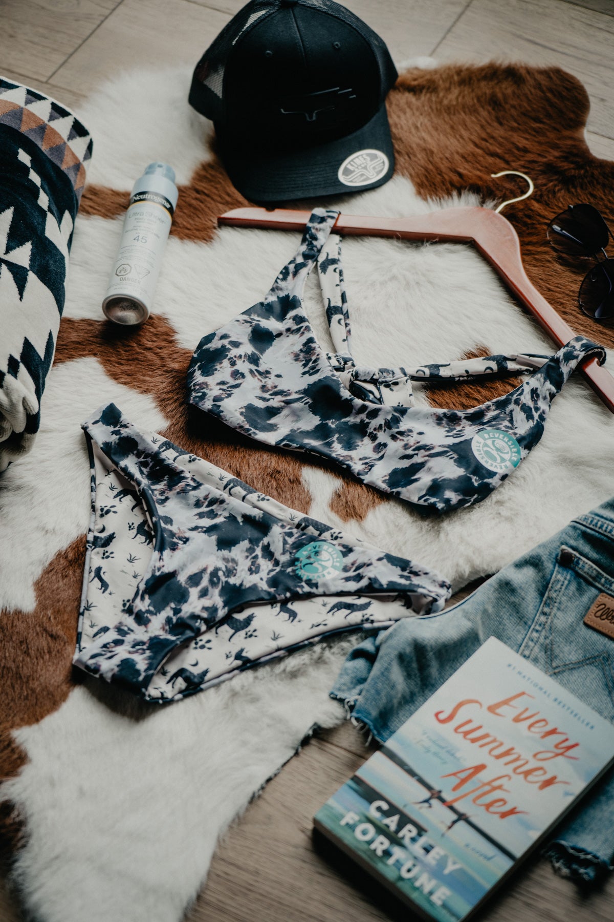 Hooey Ladies Cowprint / Coyote Reversible Swimsuit BOTTOMS (XXL Only)