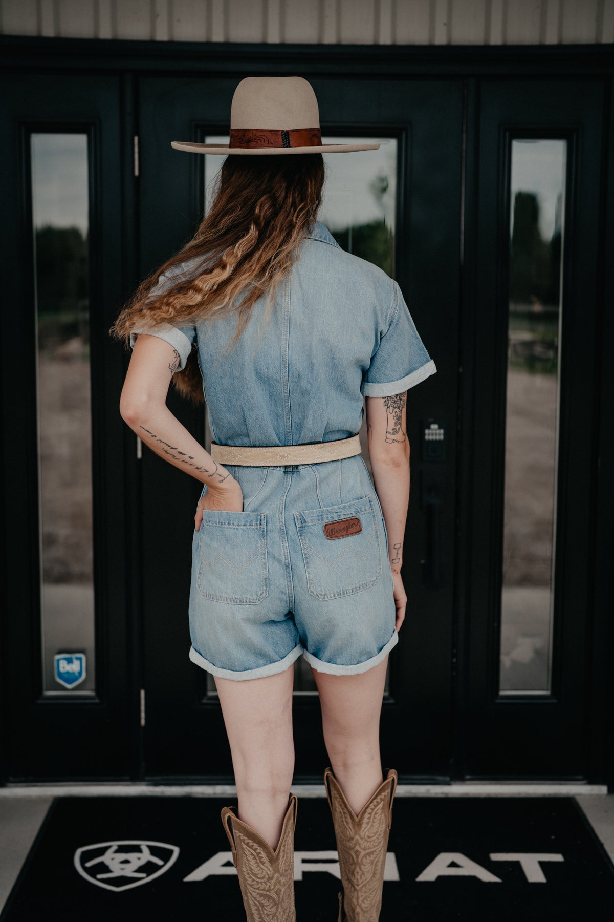 'Wrenley' Wrangler Denim Snap Romper (XS-XXL)