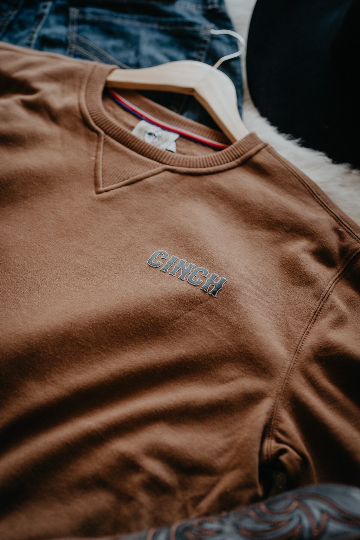 'Braiden' Men's Brown CINCH Crewneck Pullover