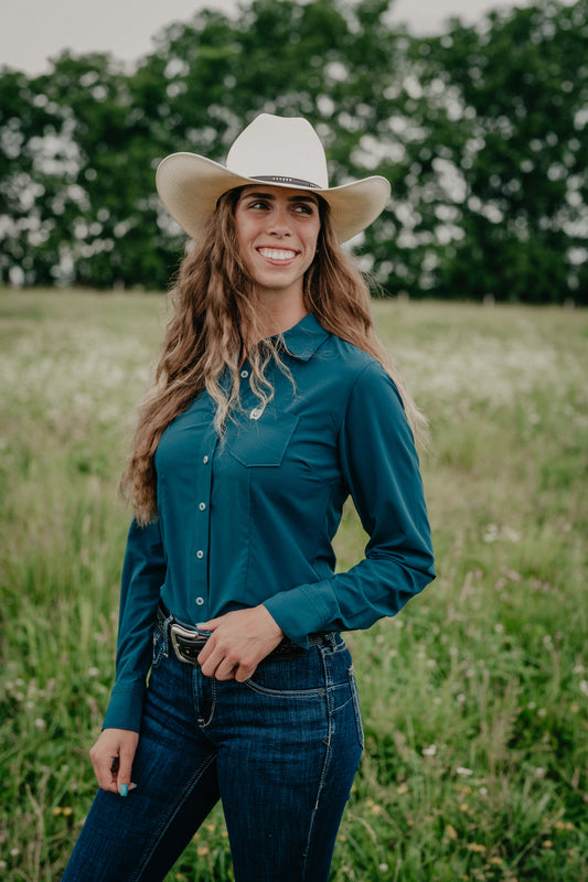 'Jaylyn' Women's Teal Long Sleeve ArenaFlex Button Up by CINCH (XS-XXL)