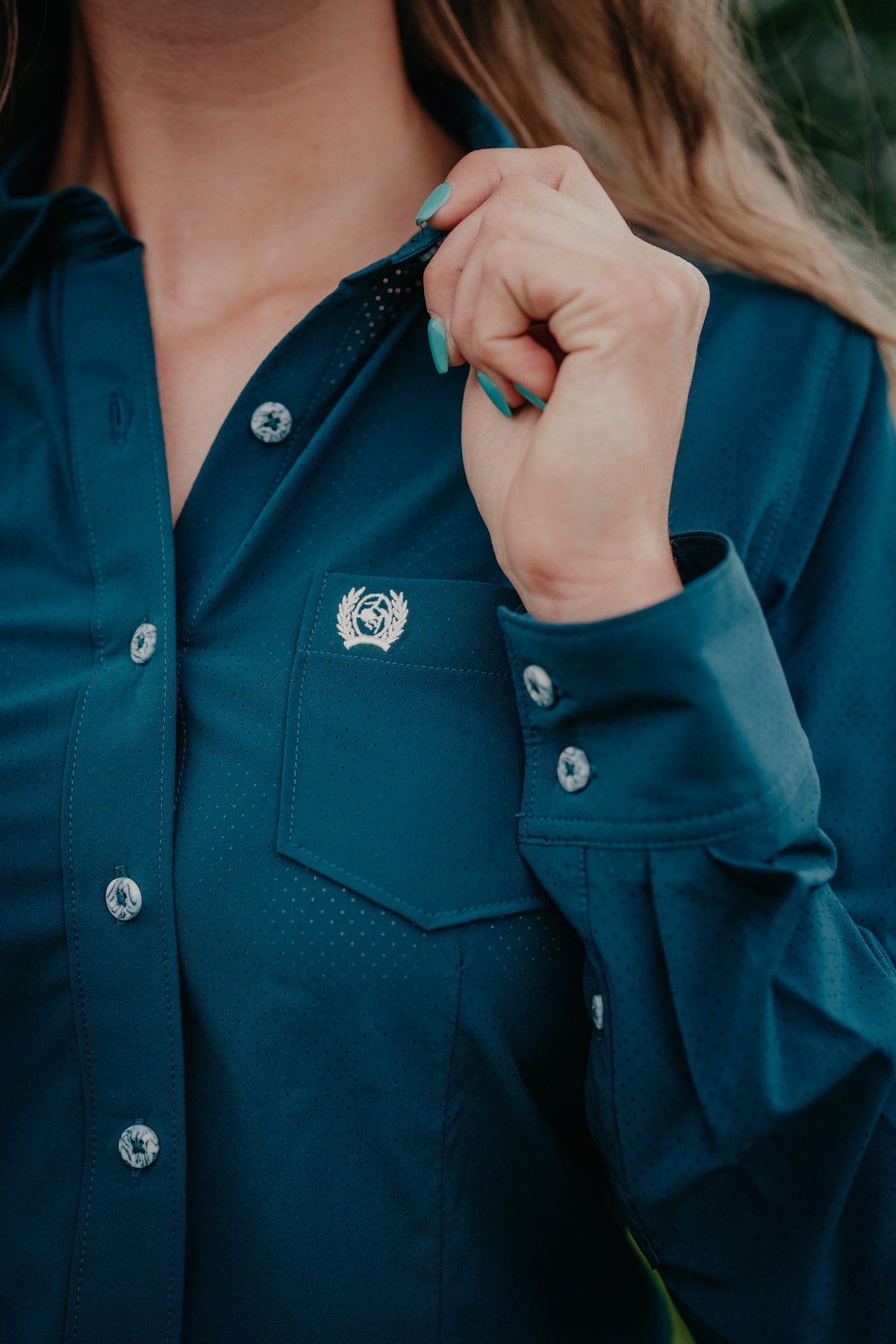 'Jaylyn' Women's Teal Long Sleeve ArenaFlex Button Up by CINCH (XS-XXL)