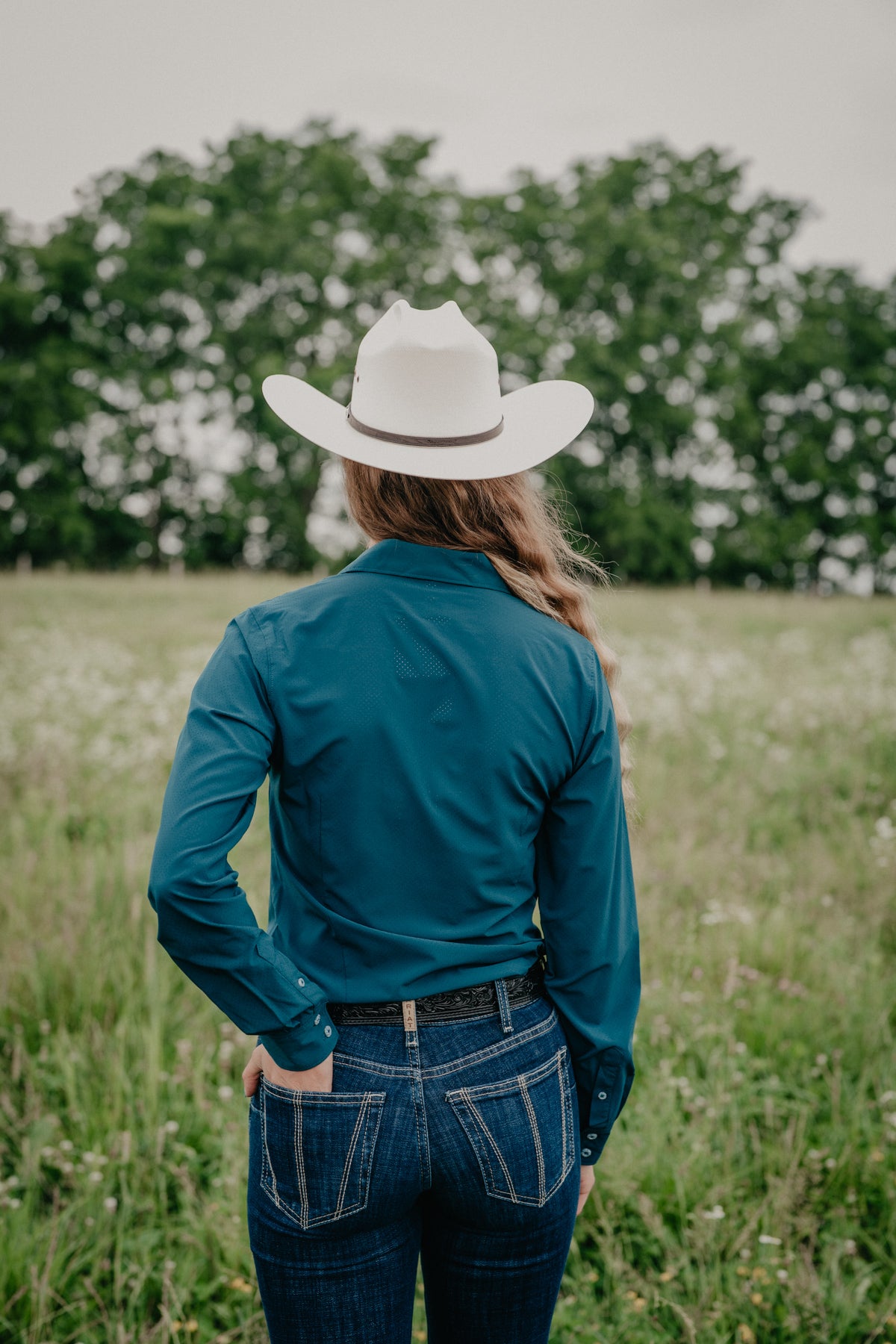 'Jaylyn' Women's Teal Long Sleeve ArenaFlex Button Up by CINCH (XS-XXL)