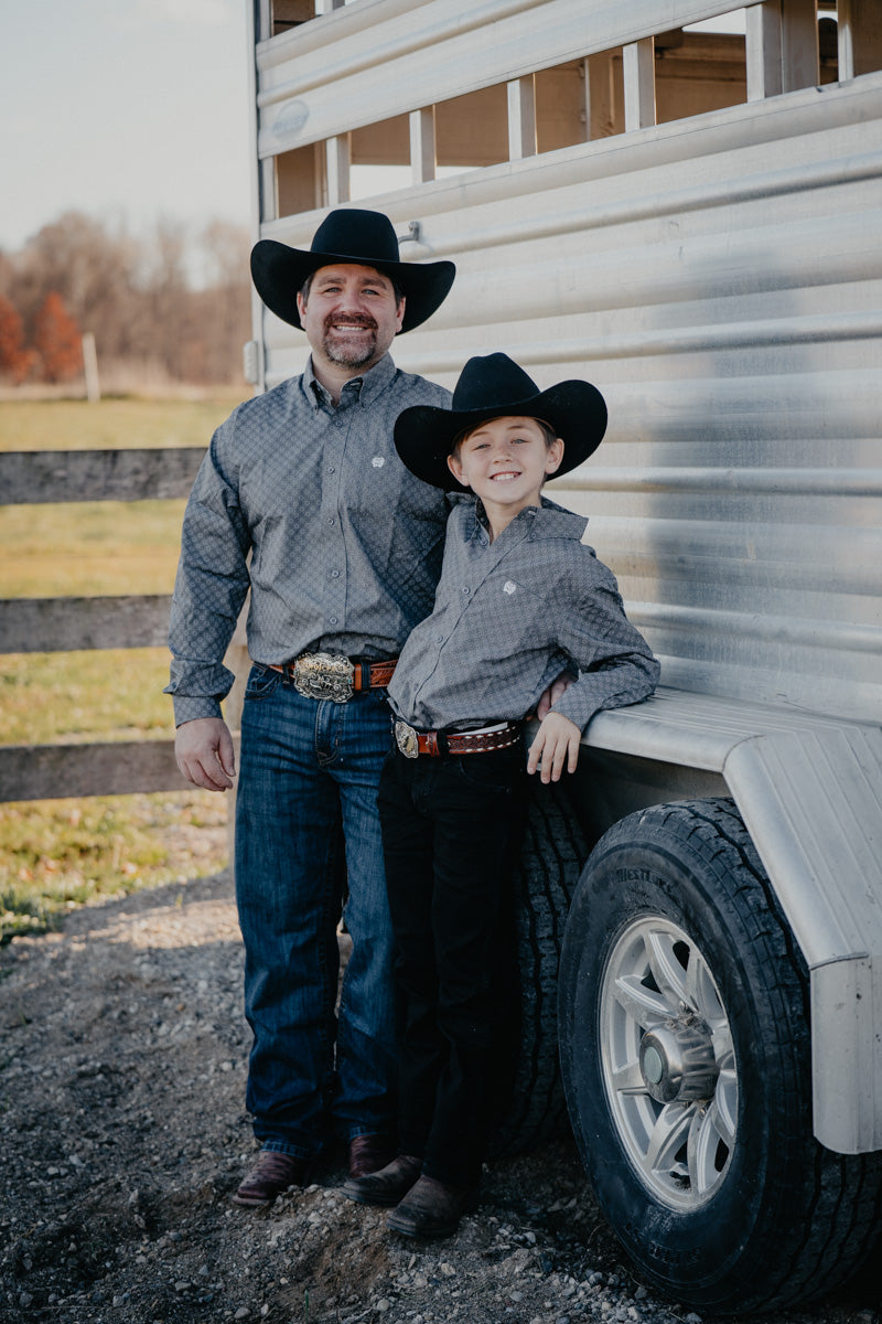 'Jennings' CINCH Men's Gray Print Button Down Shirt (S-XXL)