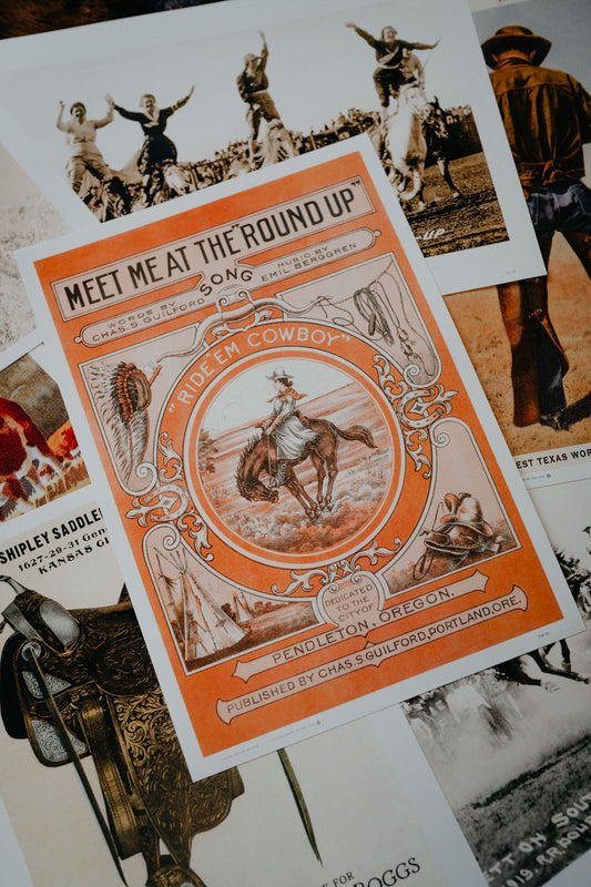 'Sheet Music for the Round Up' Retro Poster