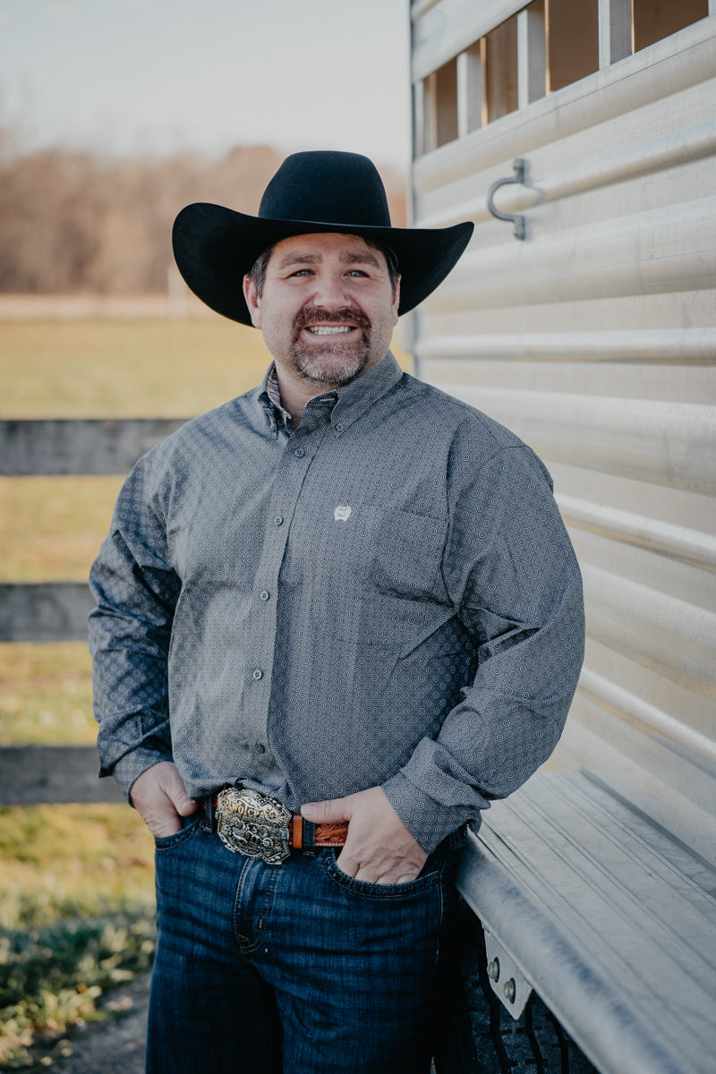 'Jennings' CINCH Men's Gray Print Button Down Shirt (S-XXL)