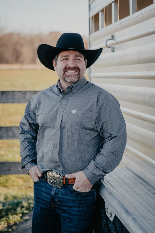 'Jennings' CINCH Men's Gray Print Button Down Shirt (S-XXL)