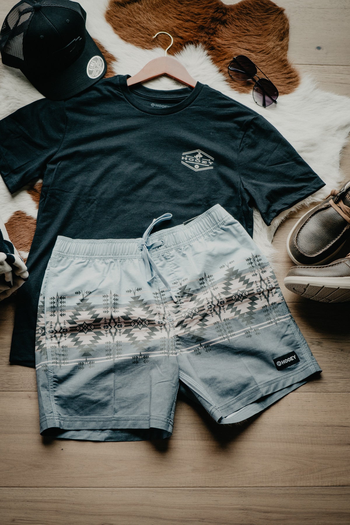 'Big Wake' Hooey Men's Blue Aztec/Stripe Board Shorts (L - XXL Only)