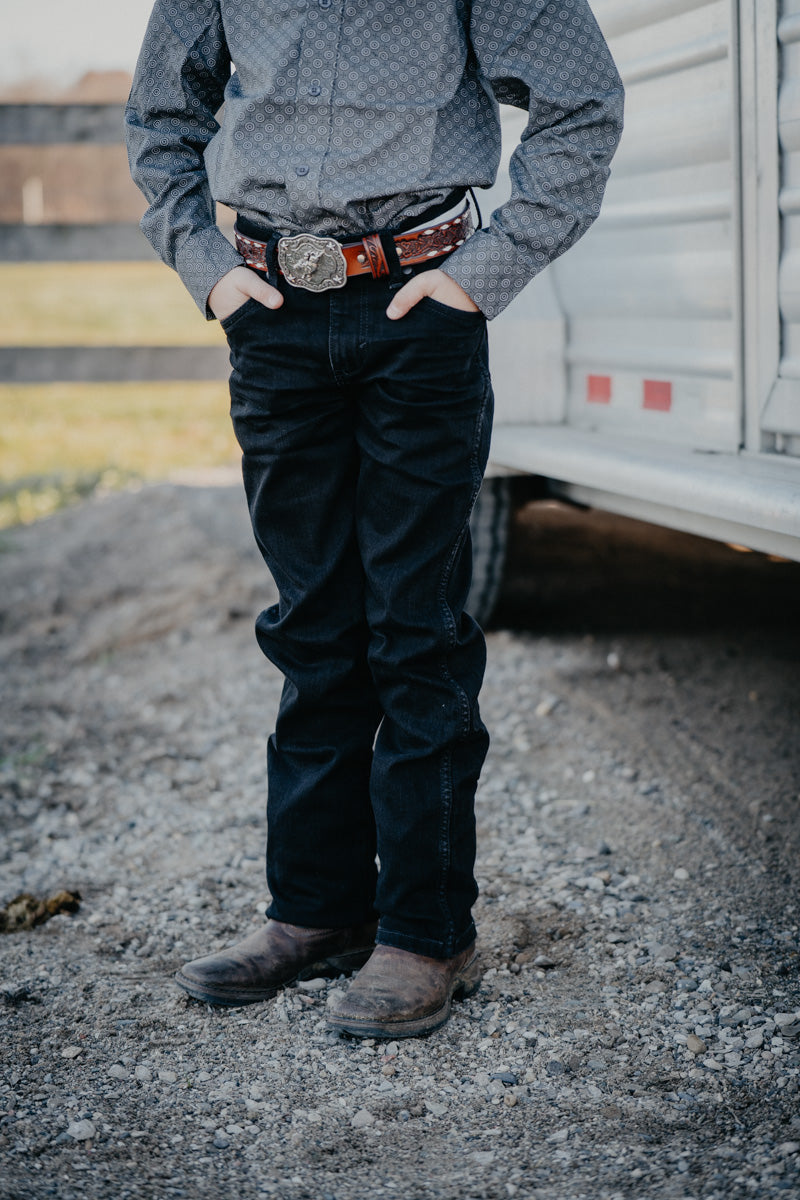 'Milo' BLACK Wrangler Boys Retro Slim Straight (Sizes 4-16/ Slim & Regular)