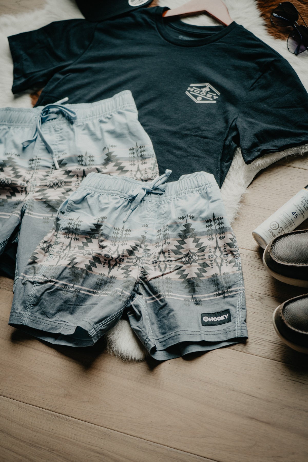 'Small Waves' Boy's Hooey Blue Aztec Board Shorts (XS - M)