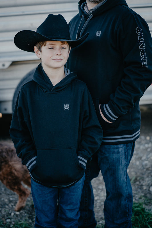 'Zeek Jr' CINCH Boy's Black Pullover Hoodie (XS-XXL)