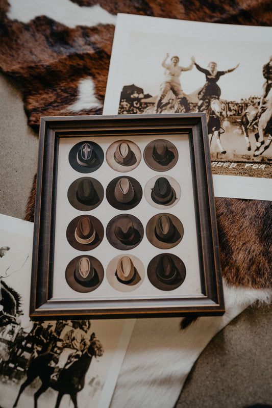 Vintage Western Cowboy Hats Poster/ Shaped Copper & Black Frame