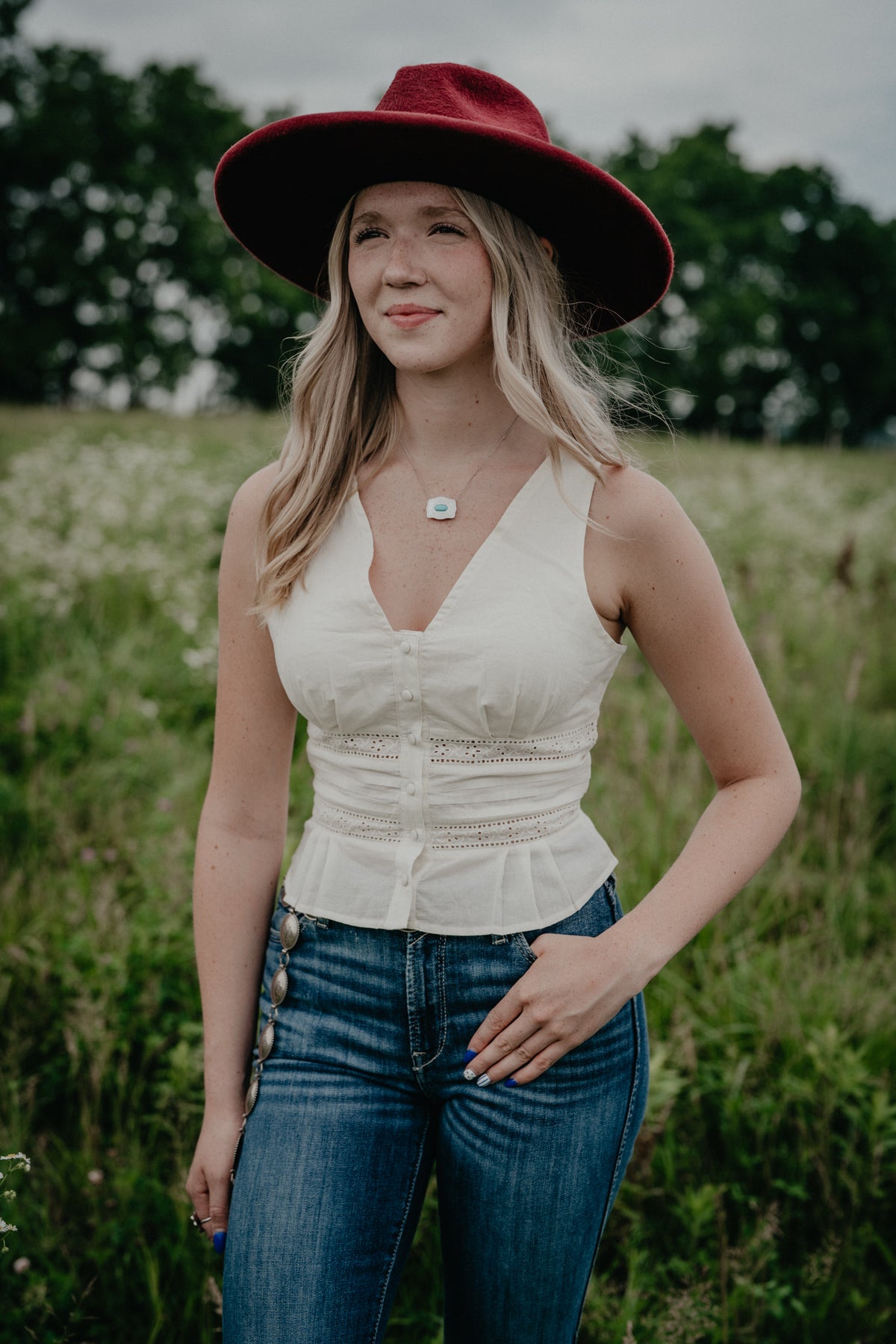 Turquoise Oasis Buckle Necklace with Genuine Turquoise Accent (Gold & Silver)
