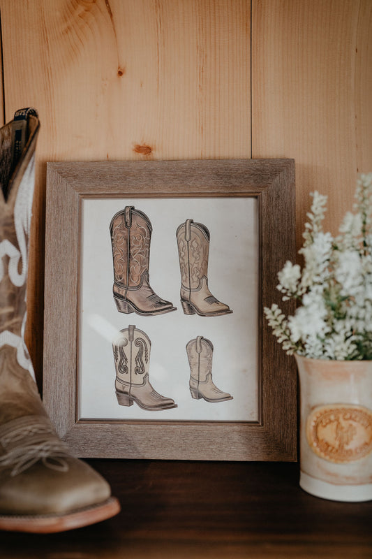 Western Cowboy Boots Poster/ Barnwood Frame