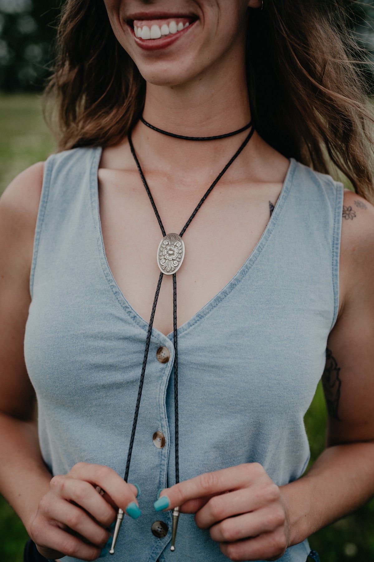 Dreamer Wrap Oval Floral Bolo Tie by November Maker