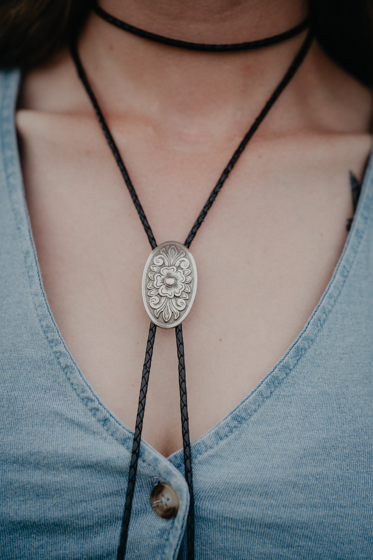 Dreamer Wrap Oval Floral Bolo Tie by November Maker