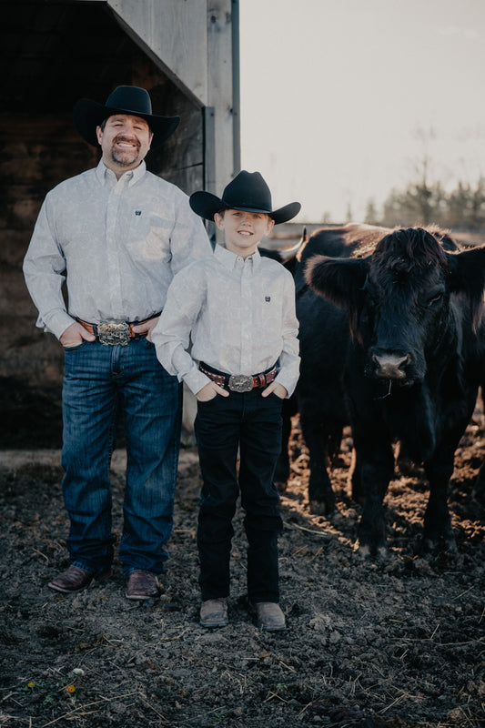 'Sterling' CINCH Men's White & Grey Paisley Button Down (S-XXL)