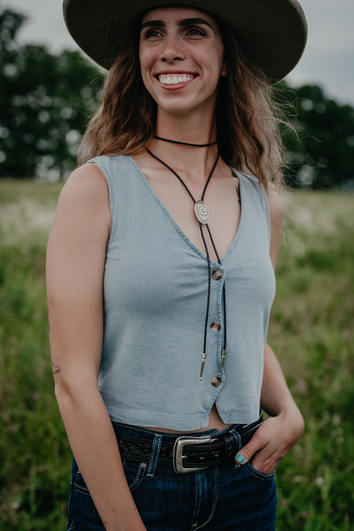 'Noelle' Jersey Denim Coloured Sleeveless Top (XS-L)