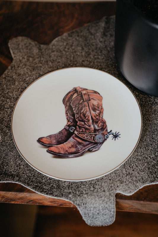 'Boot' Amarillo Western China Round Plate