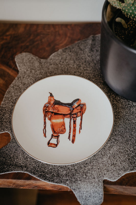 'Saddle' Amarillo Western China Round Plate