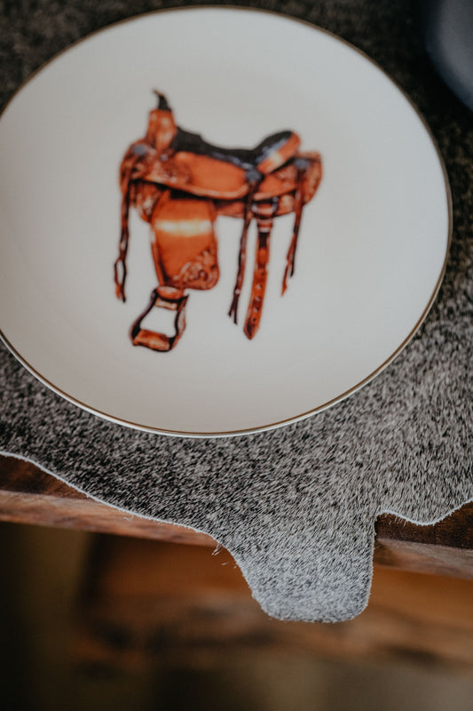 'Saddle' Amarillo Western China Round Plate