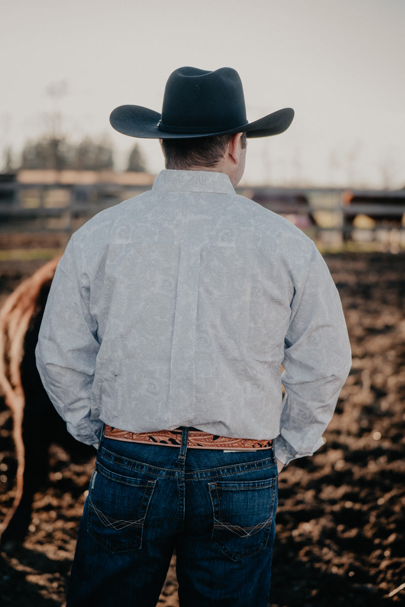 'Sterling' CINCH Men's White & Grey Paisley Button Down (S-XXL)