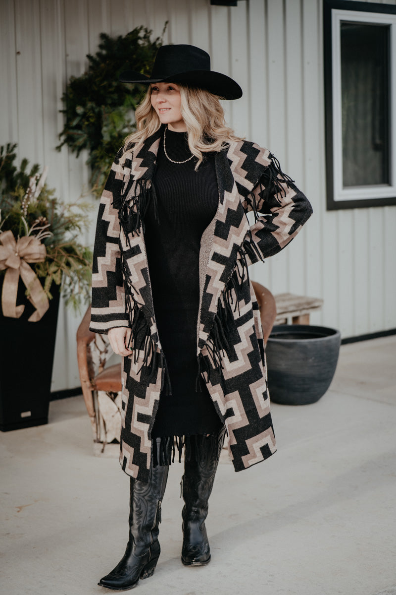 'Alicia' Black Sweater Dress with Fringe by Ariat (XS-XXL)