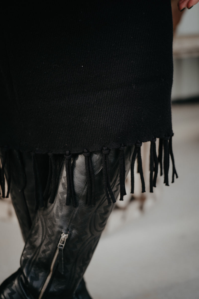 'Alicia' Black Sweater Dress with Fringe by Ariat (XS-XXL)