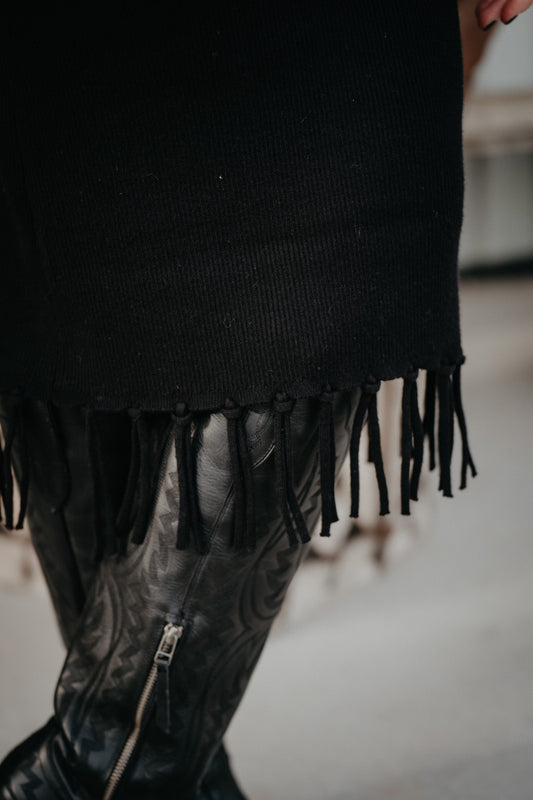 'Alicia' Black Sweater Dress with Fringe by Ariat (XS-XXL)