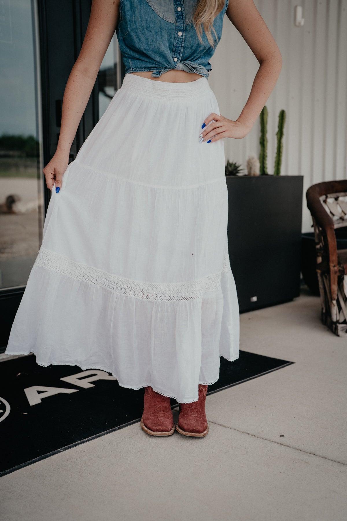 'Hydrangea' Ivory Gauze Skirt (S - XXL)