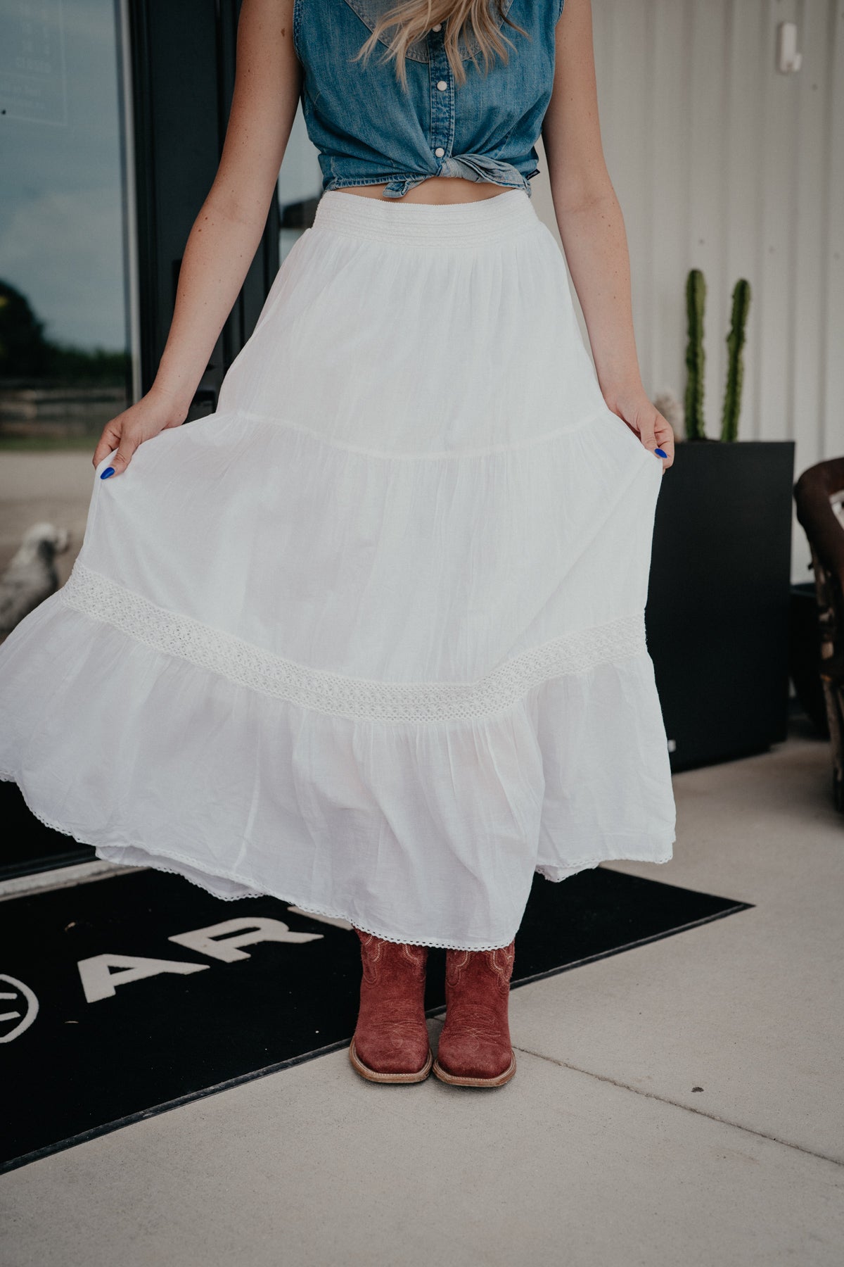 'Hydrangea' Ivory Gauze Skirt (S - XXL)
