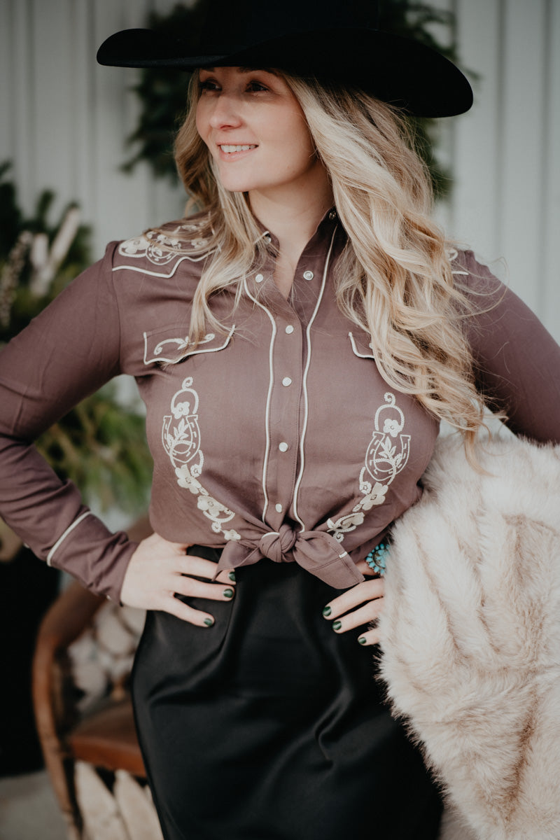 'Peyton' Rayon Floral Embroidered Blouse by Stetson (XS-XL)