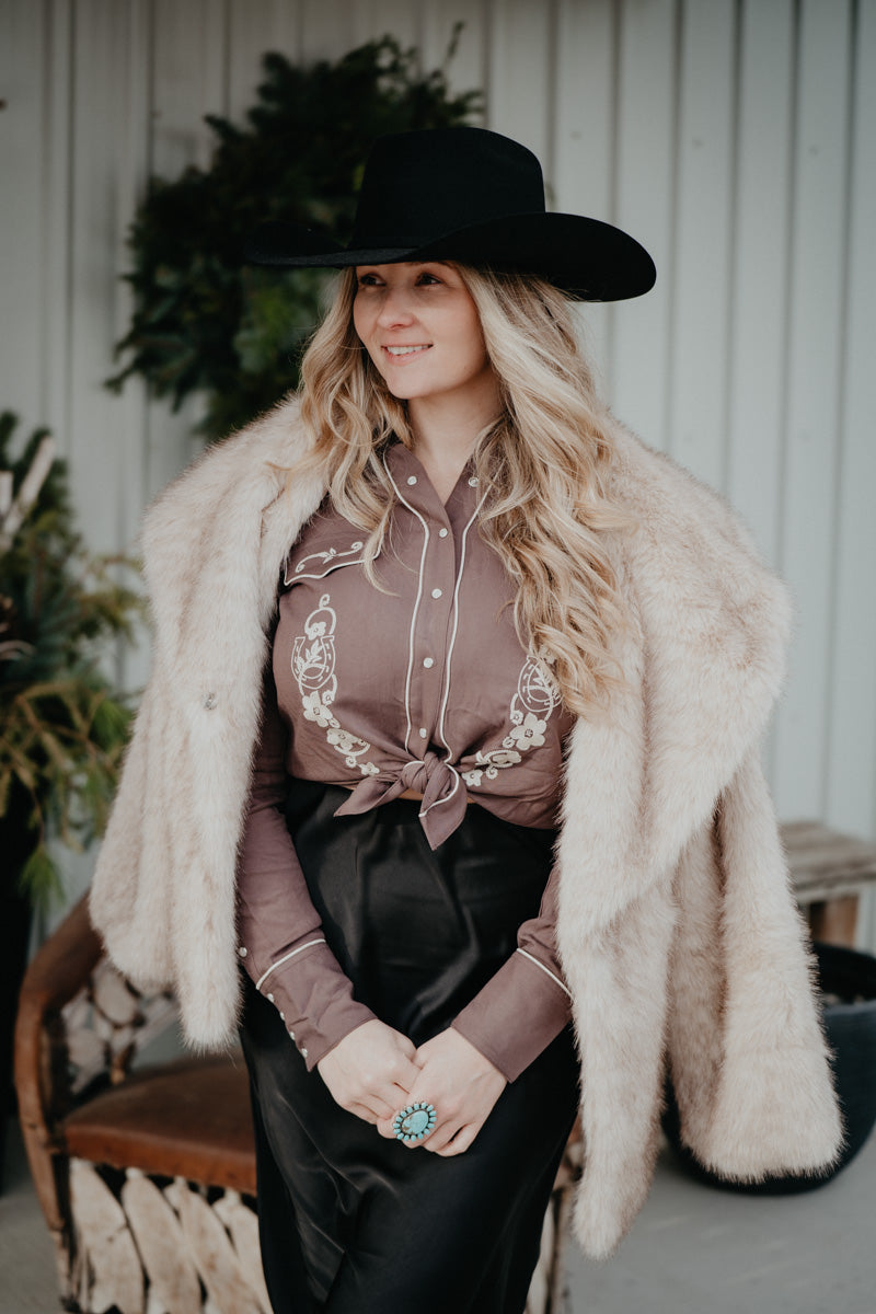 'Peyton' Rayon Floral Embroidered Blouse by Stetson (XS-XL)