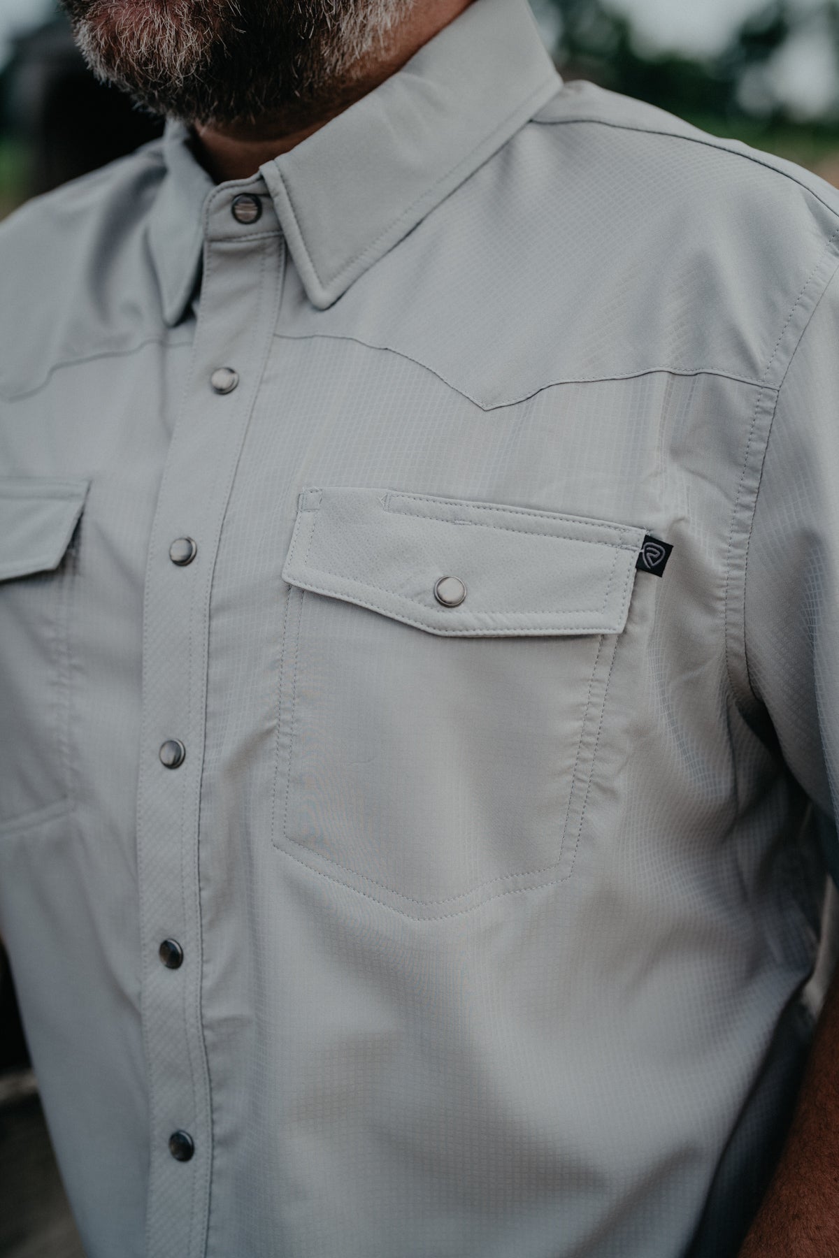 'Holden' Men's Grey Tek Western Short Sleeve Pearl Snap by Rock & Roll Denim (S-XXL)
