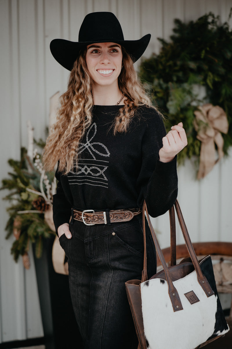 'Sullivan' Black Boot Stitch Sweater (S-XXL)