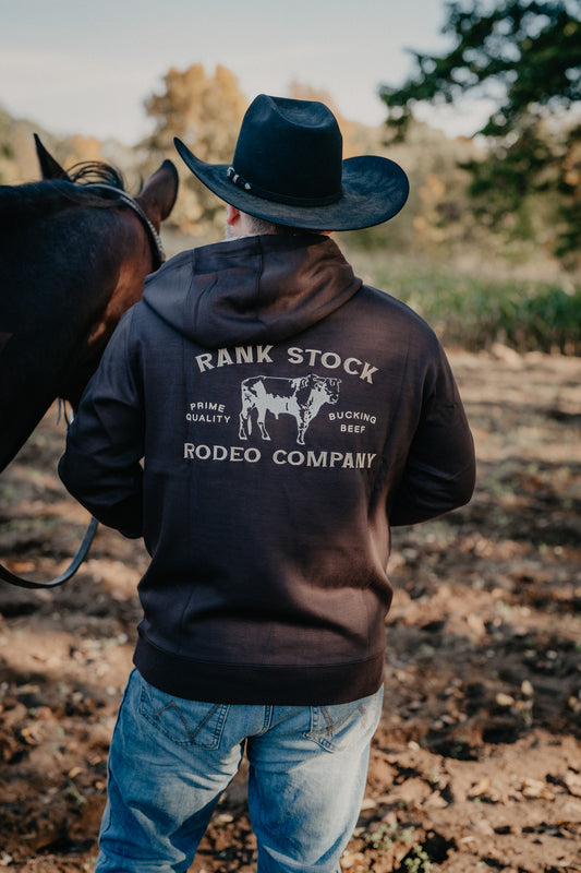 'Cattleman' Men's Dark Brown Hoody with Logo on Back
