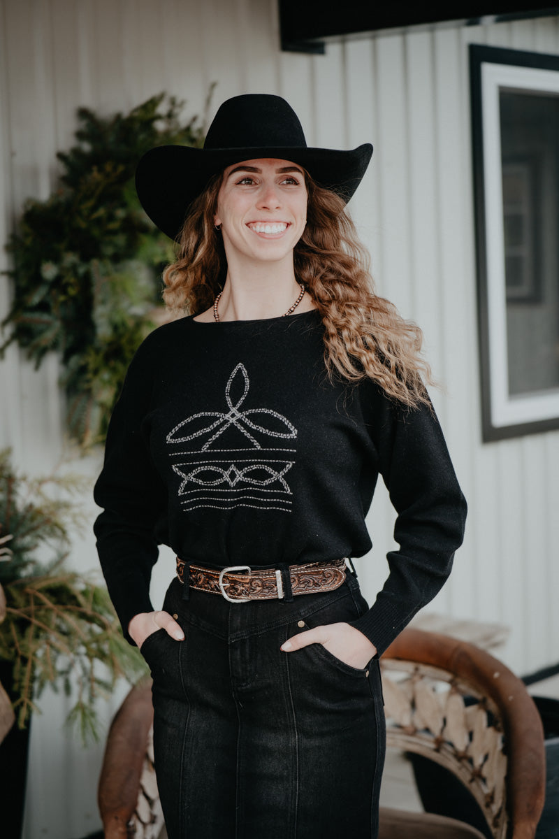 'Sullivan' Black Boot Stitch Sweater (S-XXL)