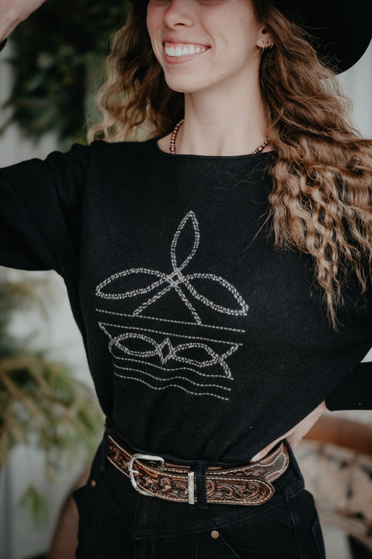 'Sullivan' Black Boot Stitch Sweater (S-XXL)