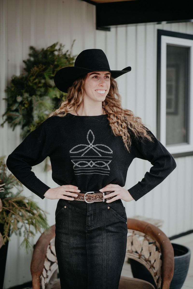 'Sullivan' Black Boot Stitch Sweater (S-XXL)