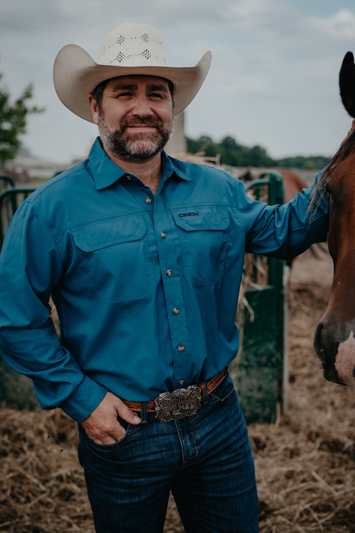 'Tyler' Men's Teal Long Sleeve CINCH Arenaflex (XS-XXL)