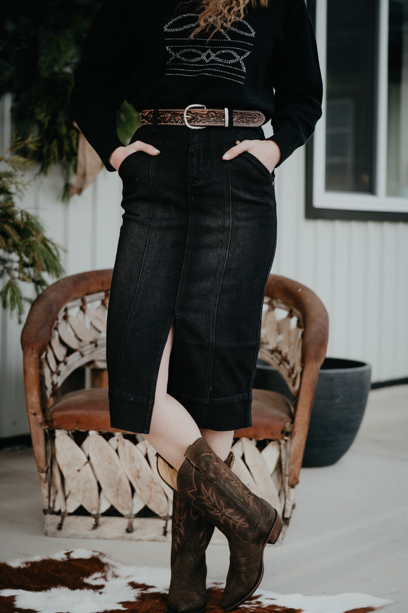 'Hailey' Women's Black Stretch Maxi Skirt by Stetson (Sizes 0-14)