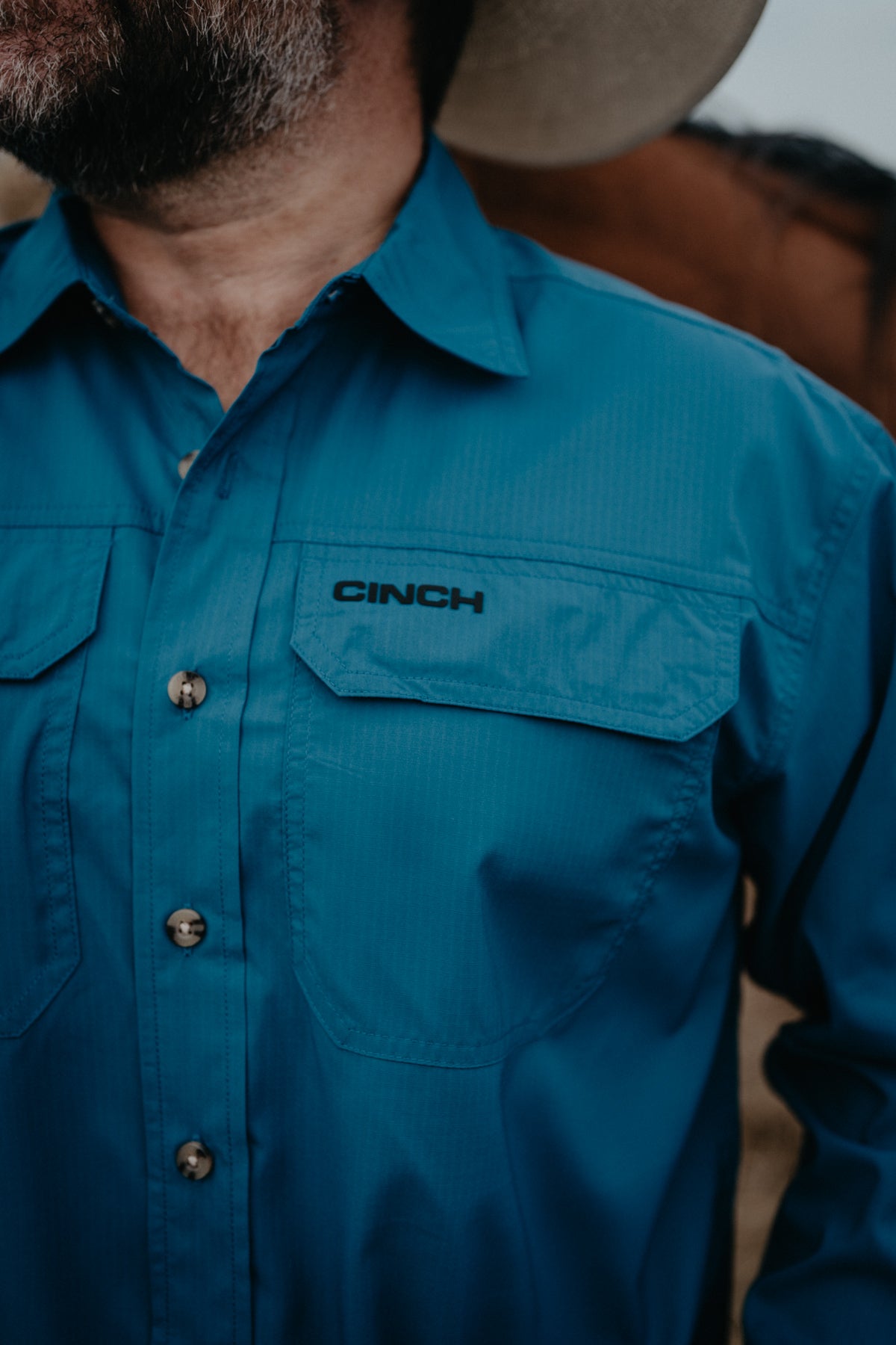 'Tyler' Men's Teal Long Sleeve CINCH Arenaflex (XS-XXL)