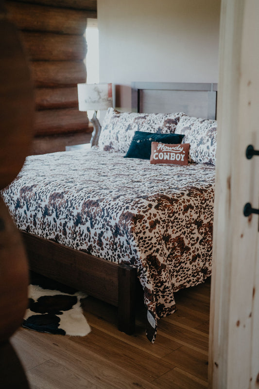 Bella Brown & White Hide Print Quilt Set by Ida Mae (Queen, King)