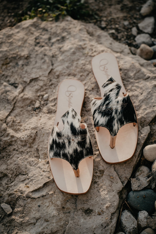 'Luciana' Hair-On Hide Scalloped Sandal with Boot stitch by Stiefeld (Size 11)