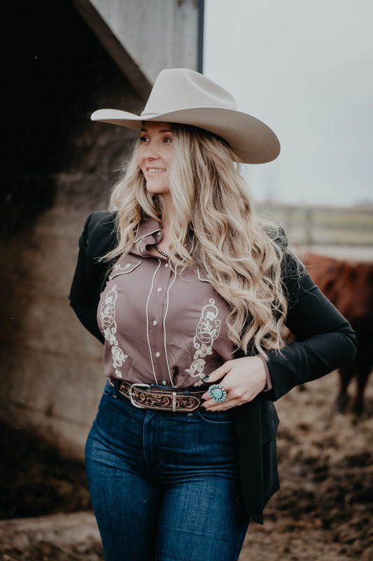 'Peyton' Rayon Floral Embroidered Blouse by Stetson (XS-XL)