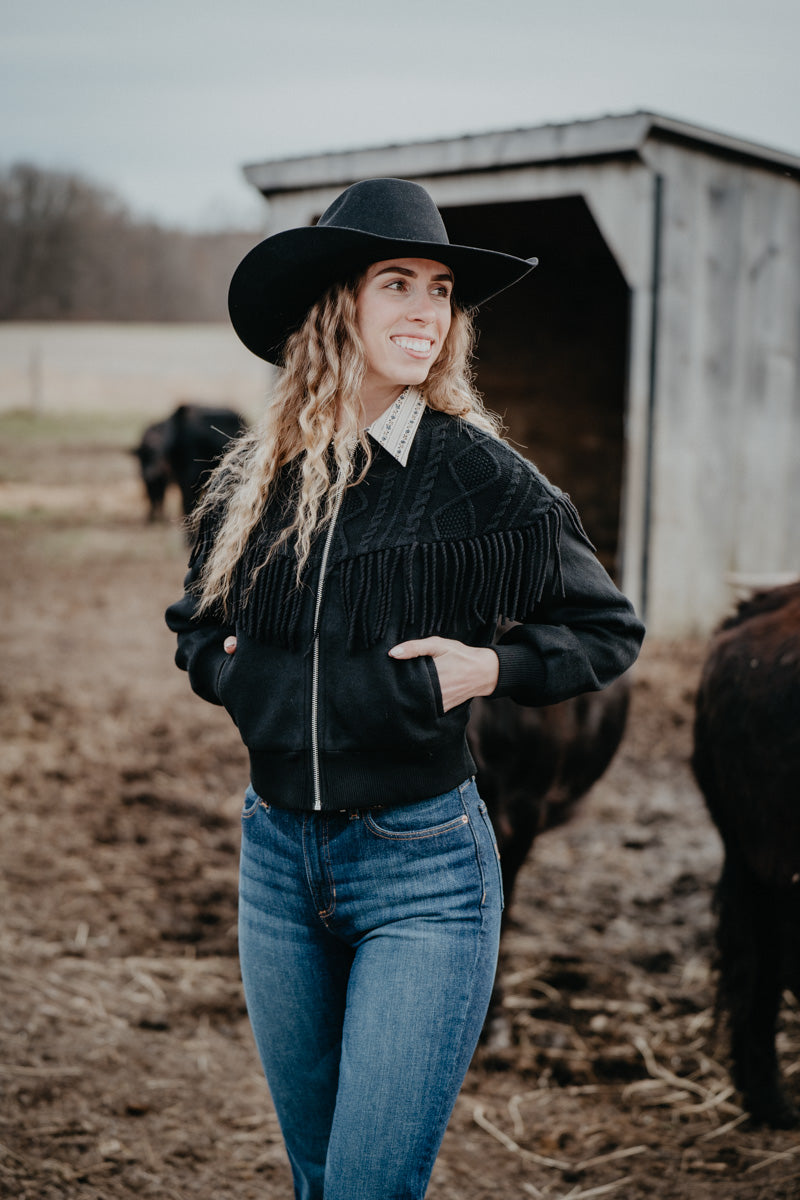 'Arctica' Women's Ariat Jacket with Cable Knit & Fringe Detail (XS-XL)