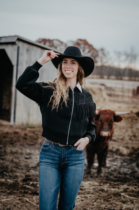 'Arctica' Women's Ariat Jacket with Cable Knit & Fringe Detail (XS-XL)