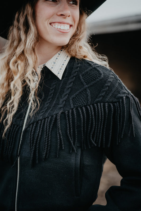 'Arctica' Women's Ariat Jacket with Cable Knit & Fringe Detail (XS-XL)