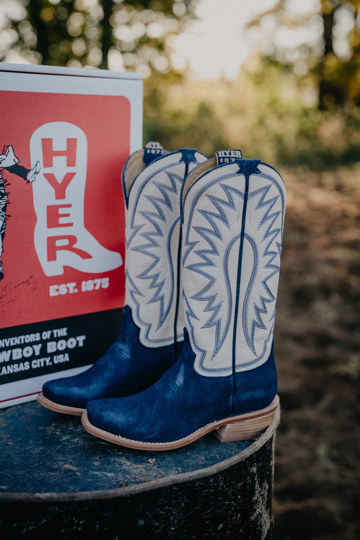13" Hyer Rose Hill Women's Navy Roughout Boots